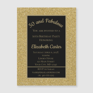 Purpurina negro y oro 50 y fabuloso cumpleaños