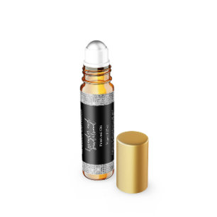 Purpurina negro y plateado Perfume Roller Etiqueta