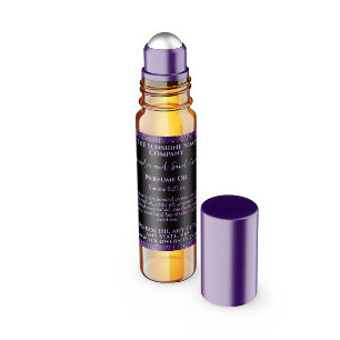 Purpurina negro y púrpura Perfume Roller Etiqueta 