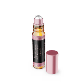 Purpurina negro y rosa Perfume Roller Etiqueta de