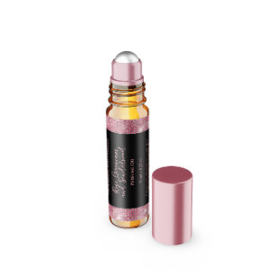 Purpurina negro y rosa Perfume Roller Etiqueta de 