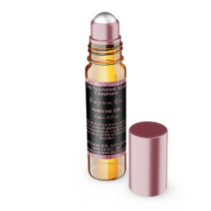 Purpurina negro y rosa Perfume Roller Etiqueta de 