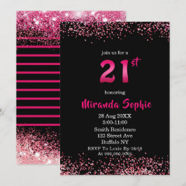 Purpurina Neon Hot Pink Invitaciones a cumpleaños 