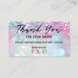 purpurina opal gracias tarjeta de visita