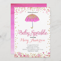 Purpurina PINK Baby Sprinkle Invitación paraguas