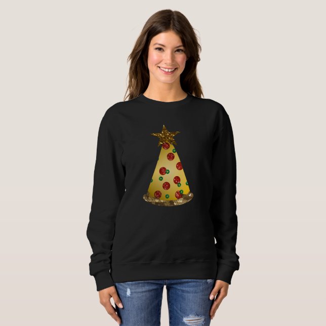 purpurina pizza navidad árbol de sudaderas (Anverso completo)