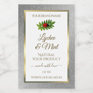 Purpurina Plata Etiquetas de producto blancas Hoja