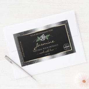Purpurina Plata Floral Logotipo de etiquetas de pr
