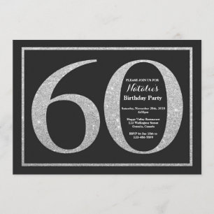 Purpurina Plata Invitación a los 60 Años
