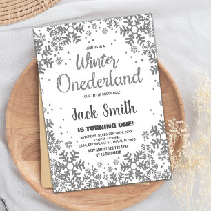 Purpurina Plateado de Invitaciones de Winter ONEde
