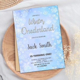 Purpurina Plateado de Invitaciones de Winter ONEde