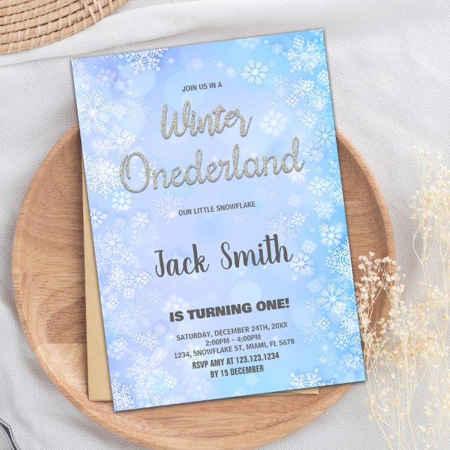 Purpurina Plateado de Invitaciones de Winter ONEde (Winter ONEderland Invitations Silver Glitter)