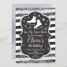 Purpurina plateado de la invitación al cumpleaños 