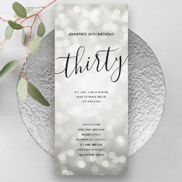 Purpurina plateado ilumina programas de cumpleaños