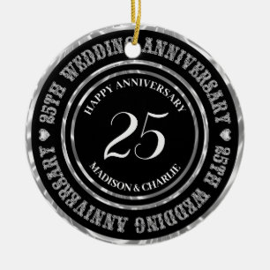 Purpurina Plateado Texto Y Corazón Ornamento Cerám