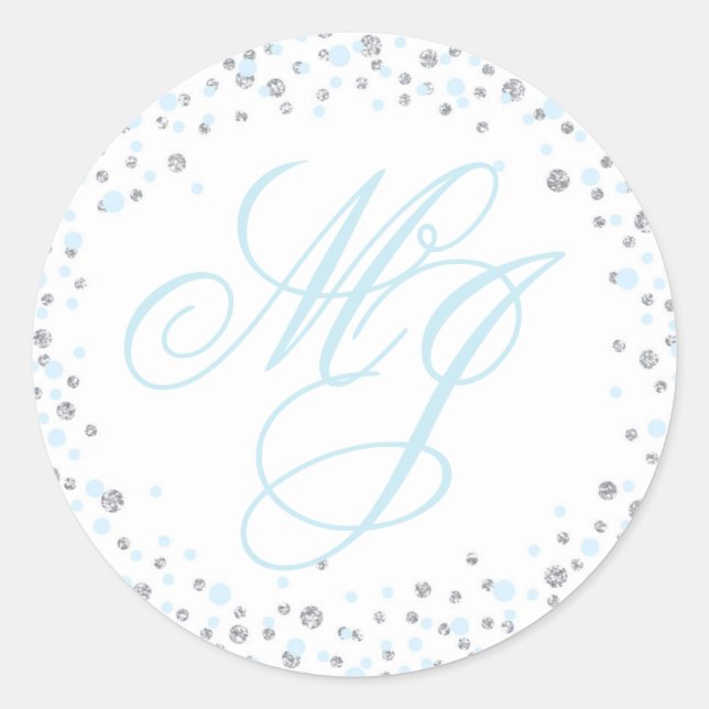 Purpurina plateado y etiqueta monográfica de rocia (Anverso)