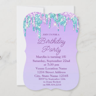 Purpurina PURPLE DRIP ELEGANTE INVITACIÓN DE CUMPL