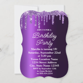 Purpurina PURPLE DRIP ELEGANTE INVITACIÓN DE CUMPL