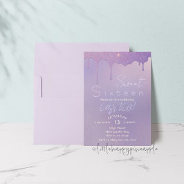 Purpurina púrpura Dulce Invitación de Cumpleaños