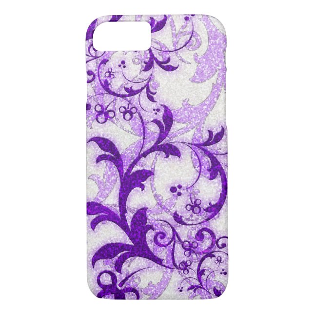 Purpurina púrpura gira muchacha iPhone 7 funda (Reverso)