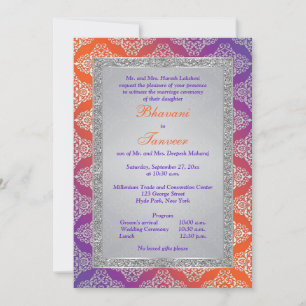 Purpurina  Púrpura, Naranja, Invitación a matrimon