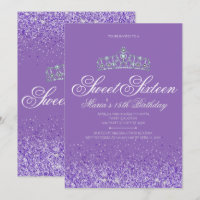 Purpurina púrpura perfecto, 16 invitaciones dulces