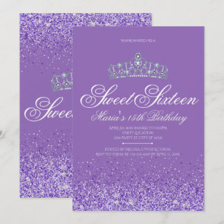 Purpurina púrpura perfecto, 16 invitaciones dulces