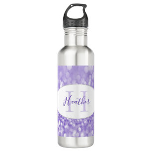 Purpurina púrpura personaliza botella de agua