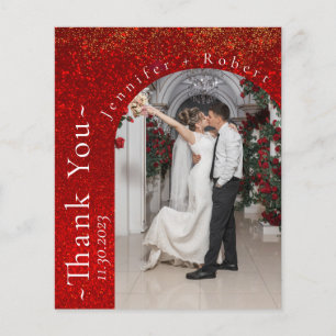 Purpurina rojo Boda de presupuesto Gracias Cartas