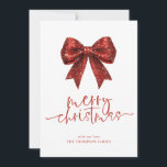 Purpurina Rojo Bow 2026 Calendario Feliz Navidad<br><div class="desc">El Purpurina de Faux Rojo Bow 2026 Calendario Feliz Navidad. Disponible digitalmente e impreso. Feliz Navidad está en un guión elegante y personaliza tu nombre debajo. Un práctico calendario de 2026 está en la parte trasera.</div>