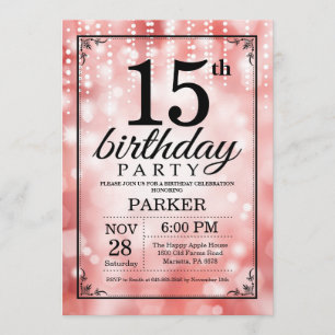 Purpurina Rojo Invitación al cumpleaños número 15