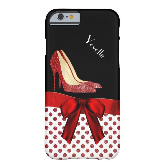 Purpurina rojo Moda Stilettos iPhone 6 Funda (Reverso)