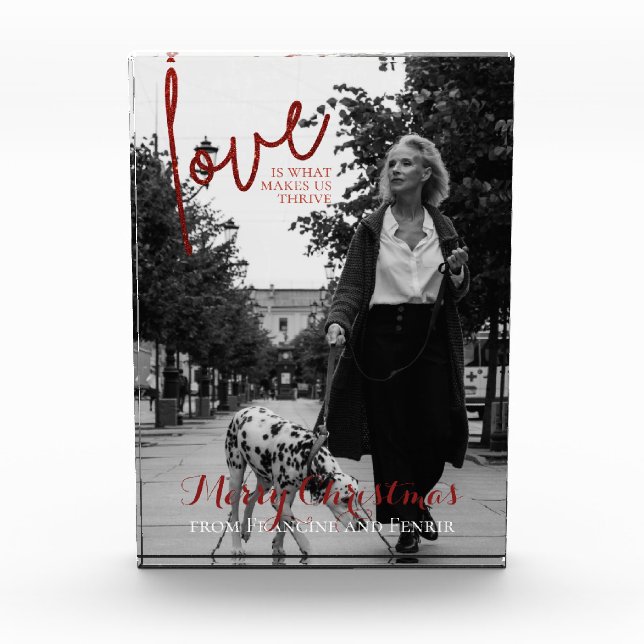 Purpurina Rojo Script Elegantes Navidades Foto (Anverso)