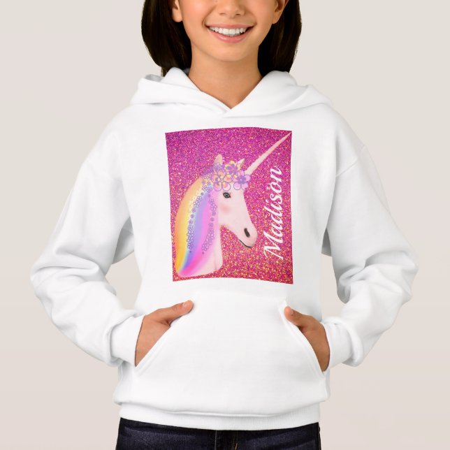 Purpurina rosa arcoiris de unicornio personalizado (Anverso)
