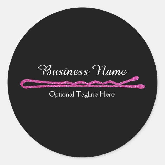 Purpurina rosa Bobby Pin Pegatina redondo (Anverso)