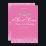 Purpurina Rosa Bonito, Dulce 16 Invitaciones<br><div class="desc">Purpurina Rosa Bonito, 16 Invitaciones Dulces. Diseñado con chispas, purpurina rosa y una corona brillante de plata para un glamoroso dulce cumpleaños dieciséis. Hecho para adolescentes, esta invitación rosa brillante de 16 años será una fabulosa introducción a su día especial. En la tienda Metro-Events Zazzle y Metro-Event.com encontrará material adicional...</div>