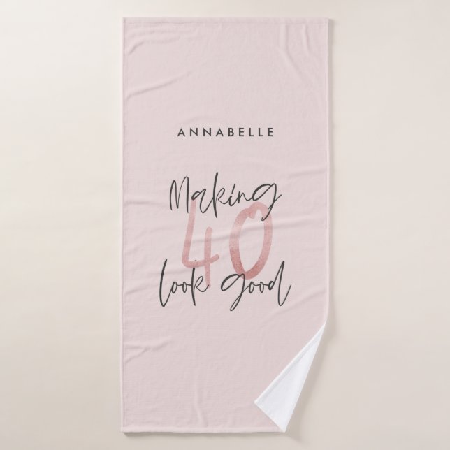 purpurina rosa brillante moderno con estilo 40 año (Toalla de baño)