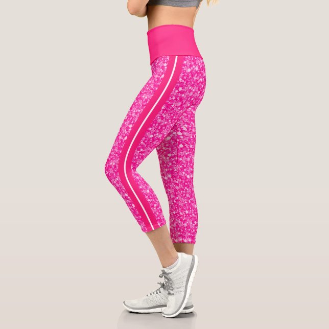 Purpurina rosa caliente Capri Leggings (Izquierda)
