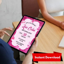 Purpurina Rosa Chica Floral Invitaciones de cumple