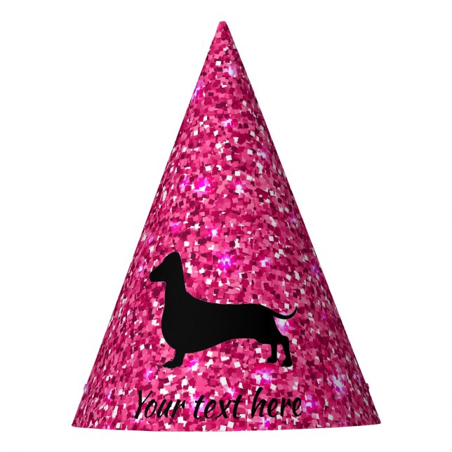 Purpurina Rosa Dachshund Fiestas Gorras (Anverso)