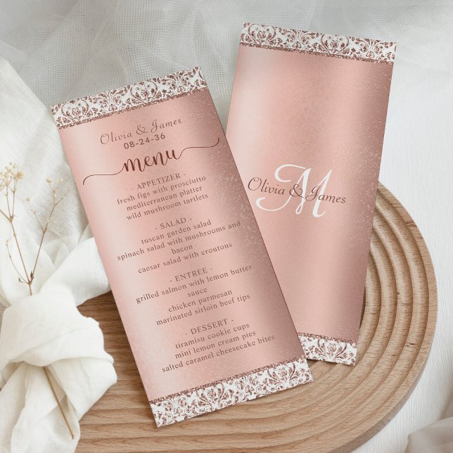 Purpurina Rosa de damasco dorado Menú de bodas ele (Subido por el creador)