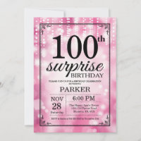Purpurina rosa de la invitación de cumpleaños núme