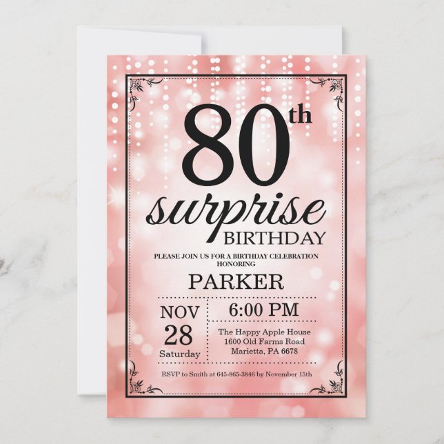 Purpurina rosa de la invitación de cumpleaños núme (Anverso)