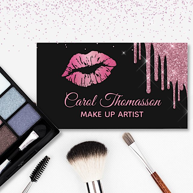Purpurina rosa de moda y tarjeta de visita Lips (Subido por el creador)