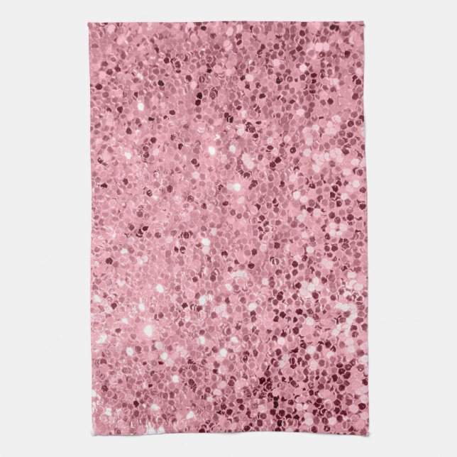 Purpurina Rosa de oro con toalla de cocina persona (Vertical)