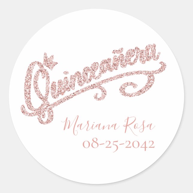 Purpurina Rosa de Rubor Quinceanera Pegatina de la (Anverso)