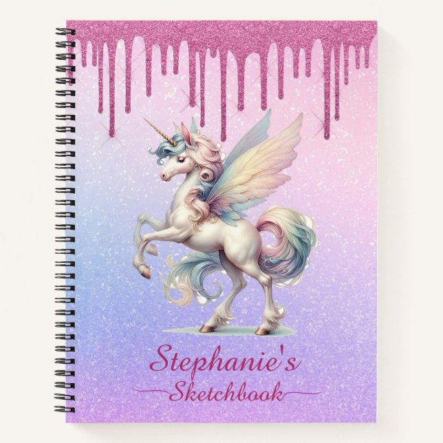 Purpurina rosa de unicornio, cuaderno de bocetos (Anverso)