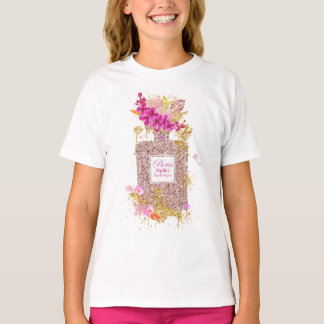 Purpurina rosa elegante de lujo Perfume 1 camiseta