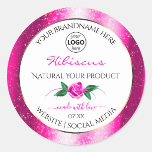 Purpurina rosa Etiquetas de producto blancas Logot