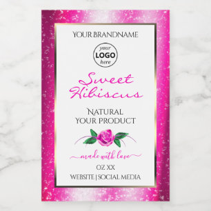 Purpurina rosa Etiquetas de producto blancas Logot